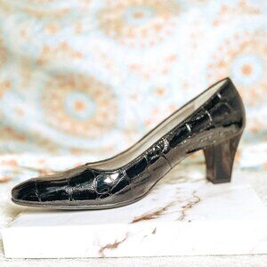 Snake Skin Black Pumps Ara Brand Sexy Patent Leather German Made Leather Heels